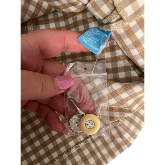 J. Mclaughlin NEW Tan Paulson Gingham Sleeveless Dress Size 8 Stretchy V-Neck - Picture 6 of 9